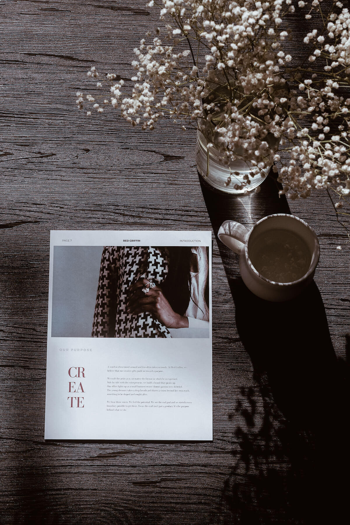 create page with coffee and flowers