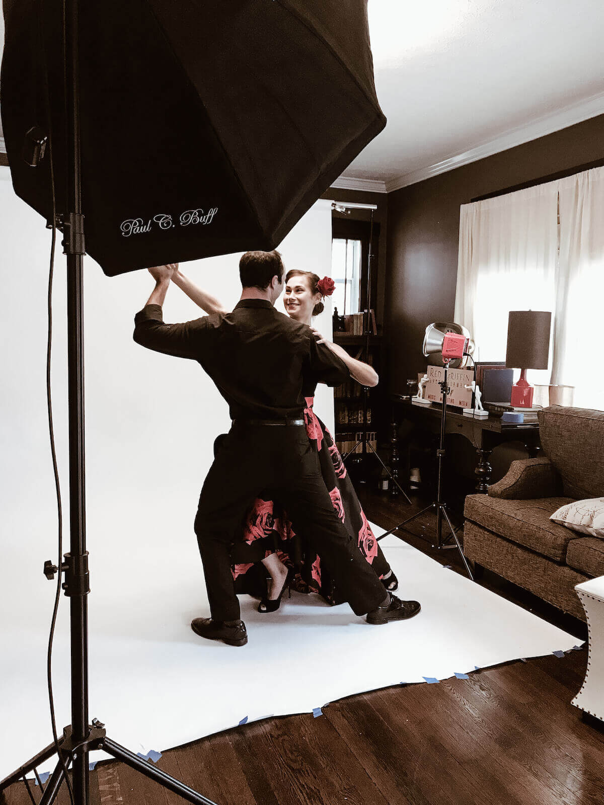 photo shoot of couple dancing